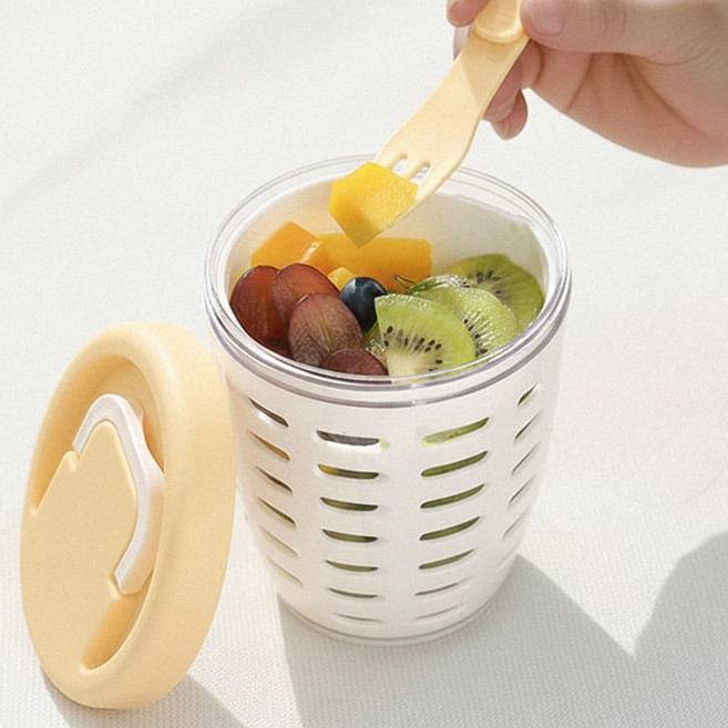 더홈스 후르츠팟 과일컵 샐러드 도시락통, 옐로우