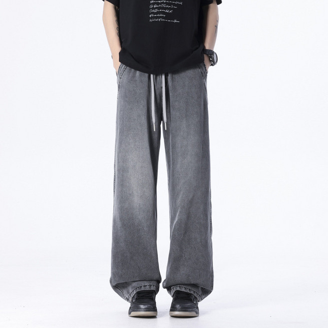 하울맨 남성 텐셀 빅사이즈 와이드 얇은 밴딩 청바지