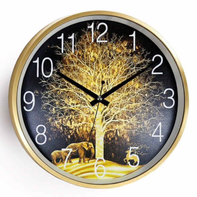 리갈 해바라기 오송이 무소음 벽시계, 코끼리황금나무