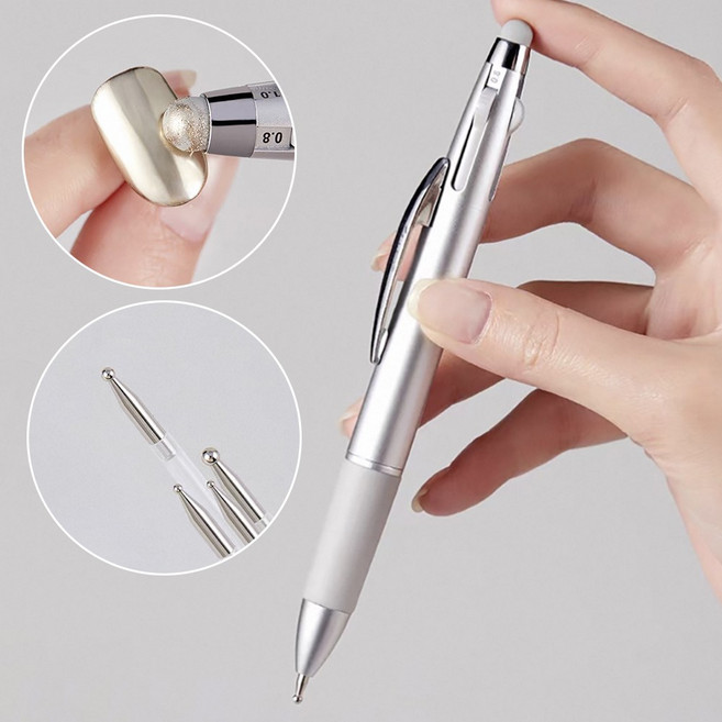 엔리안 2way 파우더 실리콘 브러쉬 멀티 도트펜 실버, 1개