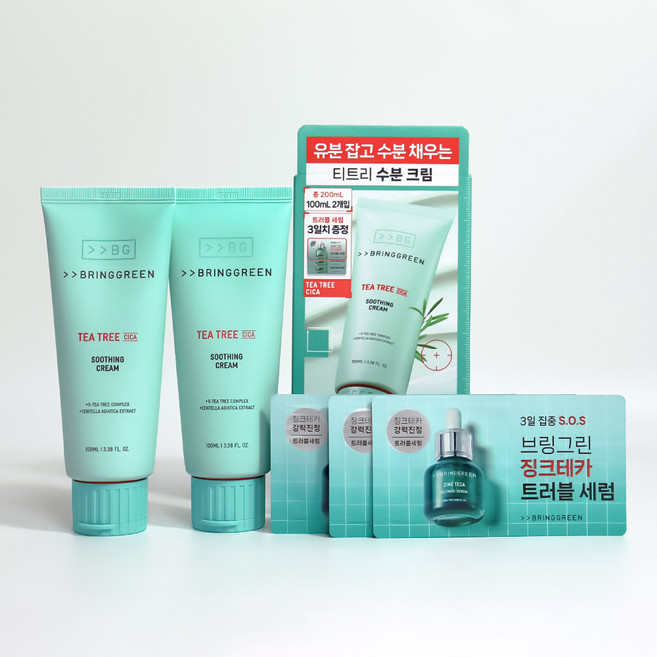 브링그린 티트리 시카 수딩 크림 플러스, 2개, 100ml