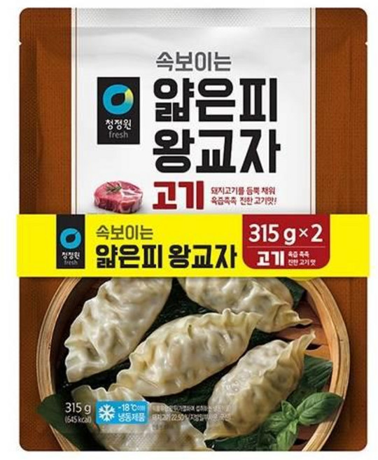 청정원 속보이는 얇은피왕교자 고기, 1세트, 630g