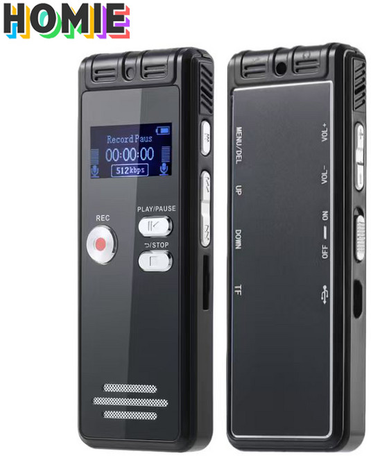 HOMIE 초소형녹음기 고성능디지털 초고음질 보이스레코더 휴대용 노이즈캔슬링 녹음기 8GB, 블랙, A12