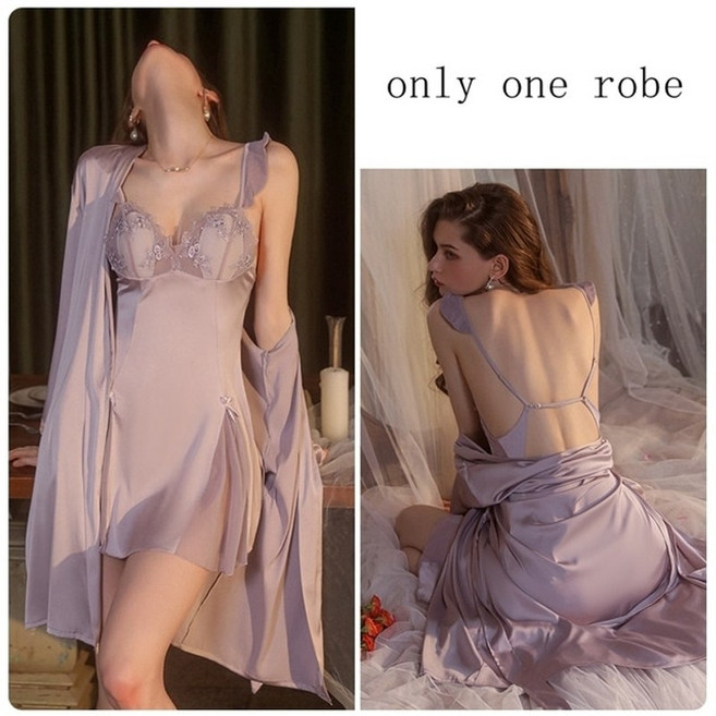 로브 가운 홈웨어원피스 로브가디건 2pcs 여성 섹시한 실크 잠옷 자수 레이스 목욕 nightdress 여름 잠옷 웨딩 나이트 드레스 벨트