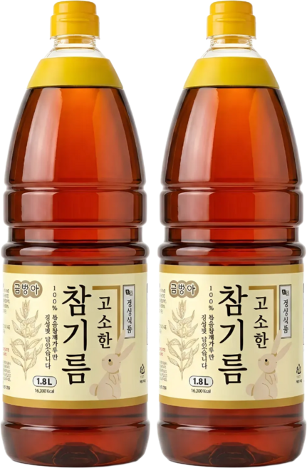 [금방아] 진하고 향이 고소한 대용량 참기름, 2개, 1.8L