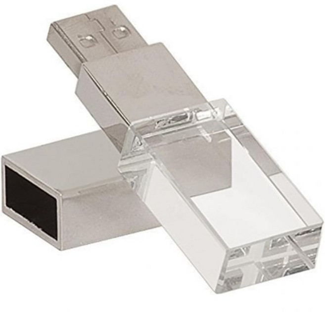 새로운 크리스탈 투명 직사각형 정품 USB 플래시 드라이브 3.0 LED 조명 메모리 스틱 생일 선물 펜 드라이브 실버(32GB)..., 32
