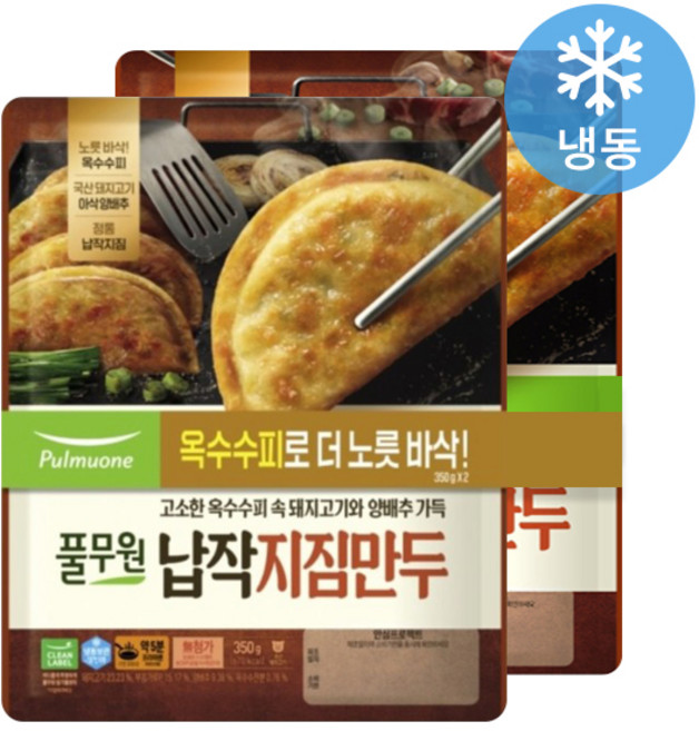 풀무원 납작지짐만두, 2개, 350g