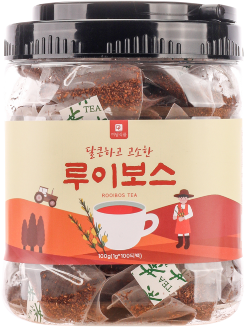 [미세플라스틱 없는 생분해필터] 미담식품 루이보스 차 삼각티백, 1개, 100개입, 1g