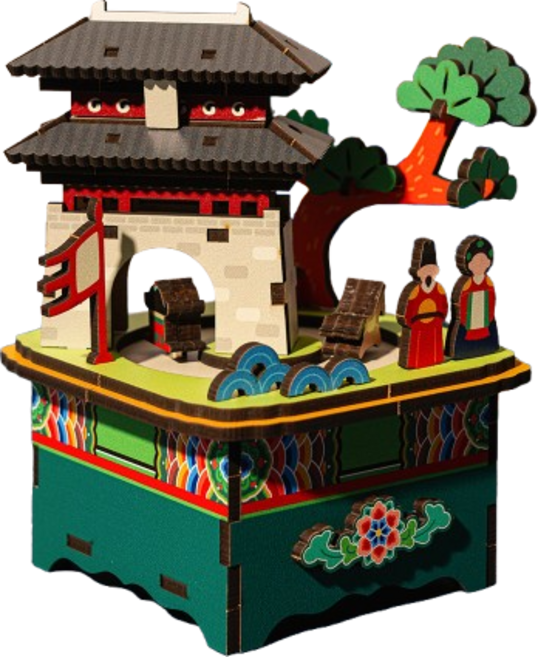 [바이오로드] 우리나라 랜드마크 DIY 오르골 만들기 체험 키트 MDF 조립 초등 어린이 미술놀이 공예 수업 행사 재료, 1개, 숭례문 오르골 DIY 만들기 키트