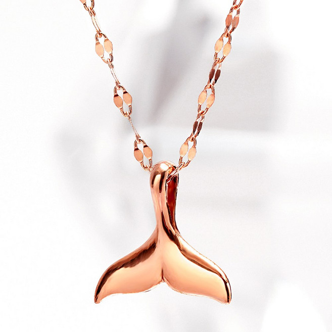 주리에떼 14K/18K 여성 데일리 패션 심플 레이어드 고래 꼬리 목걸이