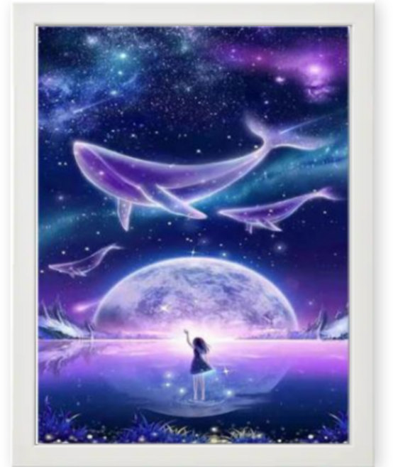 액자 세트 DIY 보석 큐빅 비즈 십자수 30x40 cm, 29.고래 별자리(화이트), 1개