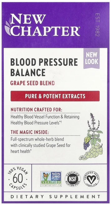 몸관리하세요 겨울입니다 New Chapter 혈압 균형 포도 씨 혼합물 베지 캡슐 60정 특별관리진행, NewChapter혈압균형포도씨혼합물베지캡슐60정, 1개 - 쿠팡