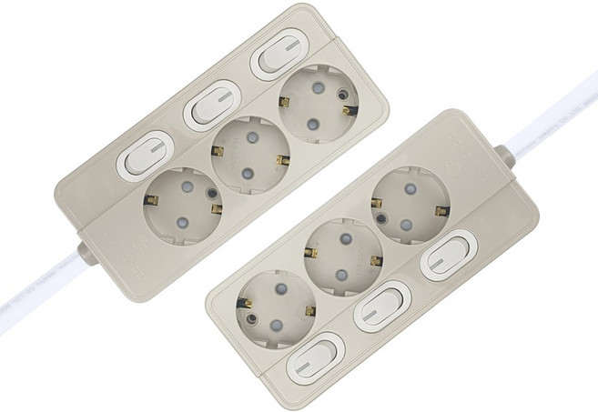 개별 절전 스위치 컬러 멀티탭 3구 4구 1.5m, 베이지3구2.5m, 1개