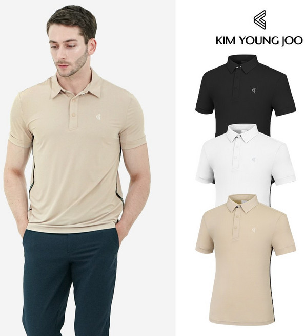 김영주 남성 골프웨어 루샤인 카라 반팔 남자 등산 스포츠 기능성 풀달 티셔츠