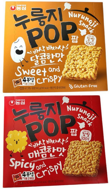 농심 누룽지팝 달콤한맛142g 5 + 매콤한맛142g 5, 142g