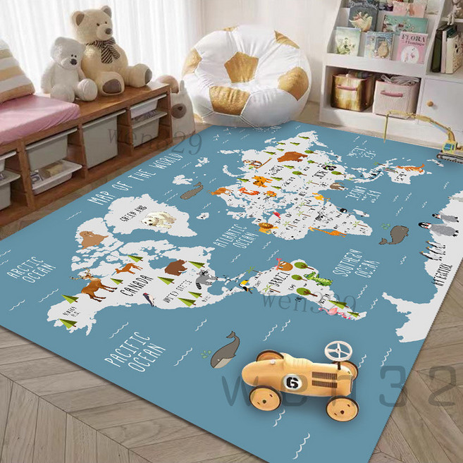 兒童遊戲墊 汽車跑道地墊 停車場交通玩具地墊, 世界地圖,40*60cm樣品尺寸 僅貼紙2張