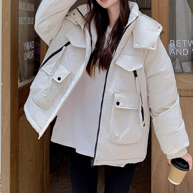 더블유 데일리 후드 하프 패딩