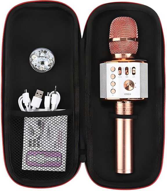 코시 무선 웨이브 블루투스 마이크 + 미러볼 + 케이스 세트, SP3270MKBT, 핑크