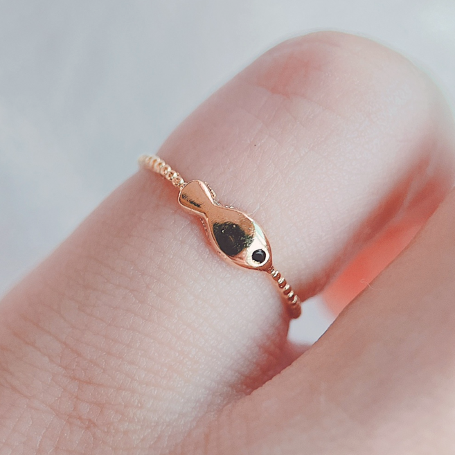 디그레이 실버 925 은 물고기 새끼손가락 전체 호수 반지 링