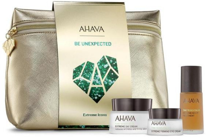 아하바 AHAVA Extreme Icons 선물 세트 익스트림 나이트 트리트먼트 데이 크림 퍼밍 아이 사해 Osmoter 농축, 1개