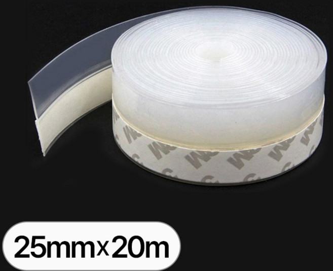 투명 문풍지 틈새 문틈 바람 막이 창문 틈막이 현관문 방문 실리콘 풍지판 현관 창틀 벌레 차단 접착 투명 25mm-20m, 1개