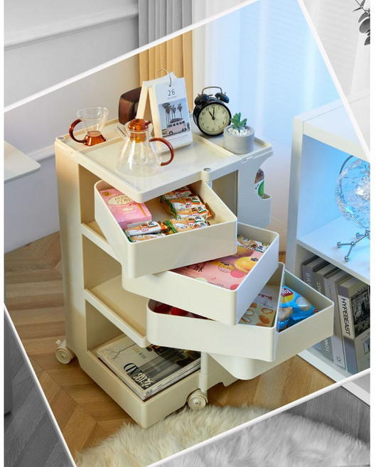 보비트롤리 이동식 수납장 미용실 이동식 서랍 카트 장난감정리함, 2단, 브라운