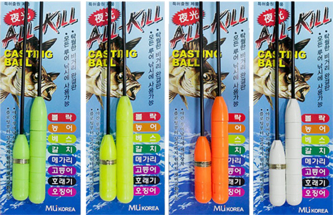 뮤 올 킬 캐스팅볼 야광 볼락 전갱이 던질찌 라이트게임, 오렌지, 1개