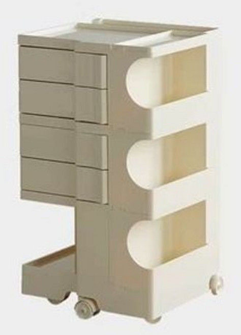 보비트롤리 360도 이동식 서랍, 1개, 오프화이트 3단