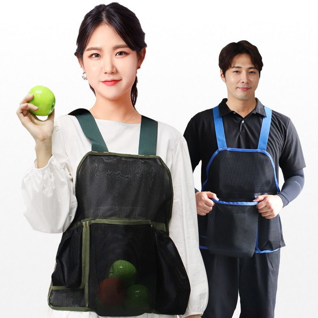 앞치마와가운 대용량 과수원 나물 작물 채집 농작 캥거루 망사 수확용 큰주머니 앞치마, AGFH04 블랙카키, 1개