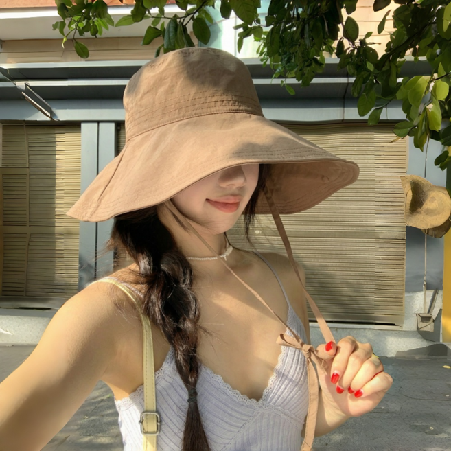 HALOPICK 와이드챙 버킷햇 자외선차단 스트랩 모자