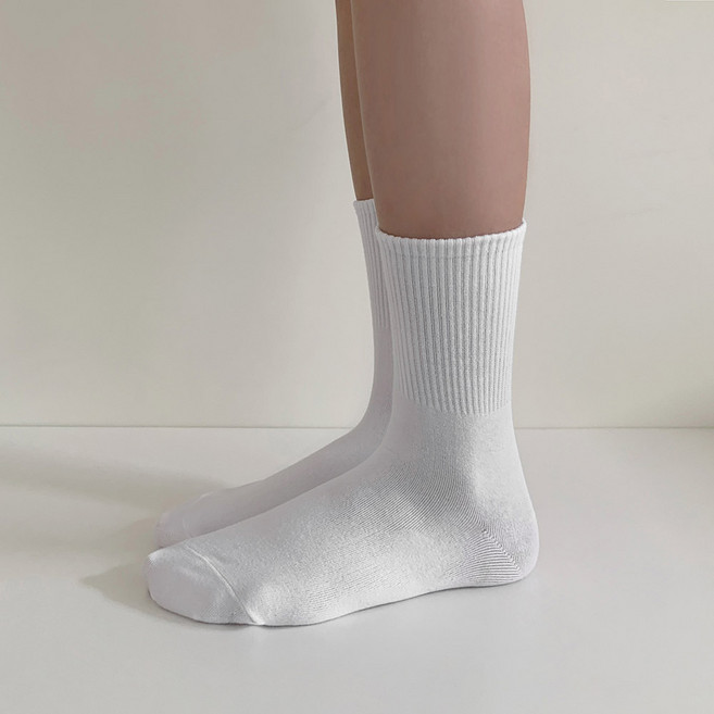 [비마이뮤즈] [국내제작/흘러내림X] 고밀도 쫀쫀 고탄력 신축성 면 코튼 장목 중목 단목 세트 기획 하프밴드 봄 대학생 학생 교복템 데일리 무지 양말