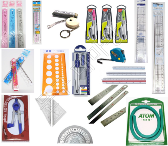 쇠자 삼각자 콤파스 줄자 30cm 곡선자 삼각스케일자 겹자 산키스 스틸모형 각도기 컴파스 15cm 커팅자 컷팅자, 7)프롬 15cm커팅자