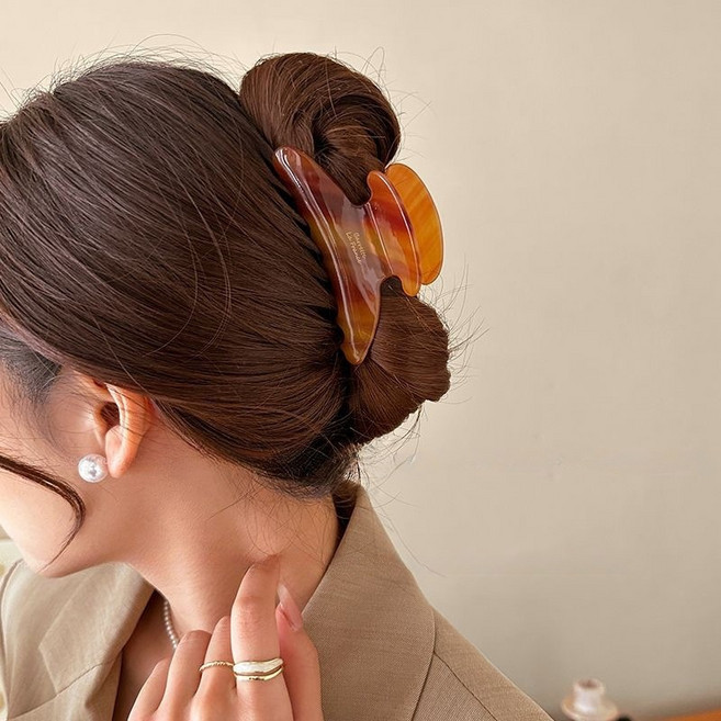 라키샵 프랑스 마블 자개 호피 헤어 집게핀 올림머리 반묶음 반머리 프렌치 대형 대왕 왕 집게삔