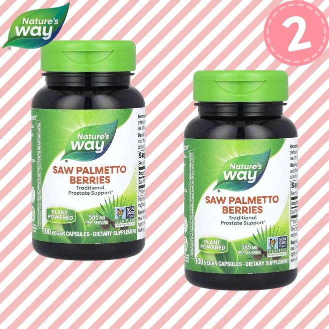 Nature's Way 쏘팔메토 베리 추출 585mg Saw Palmetto Berries, 100정, 2개 - 쿠팡
