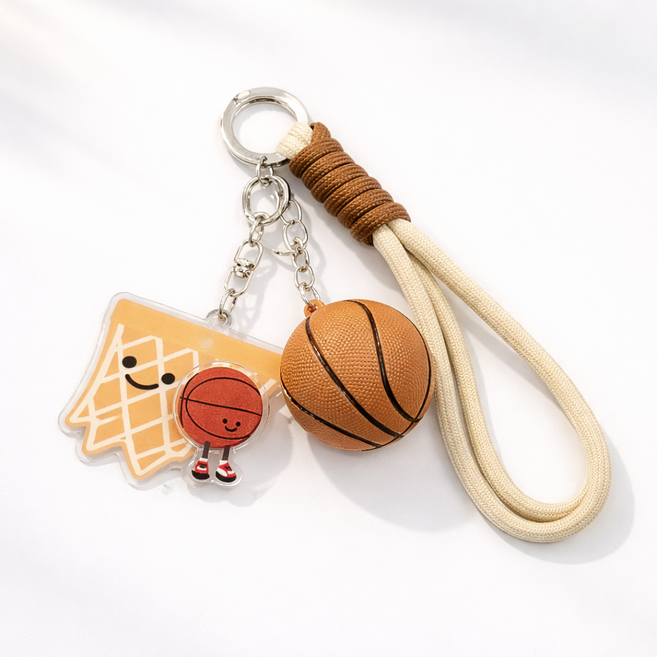 농구공 키링 농구골대 커플 열쇠고리, 1개, 혼합