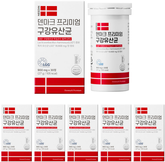 니드인 덴마크 프리미엄 구강유산균, 6개, 30정