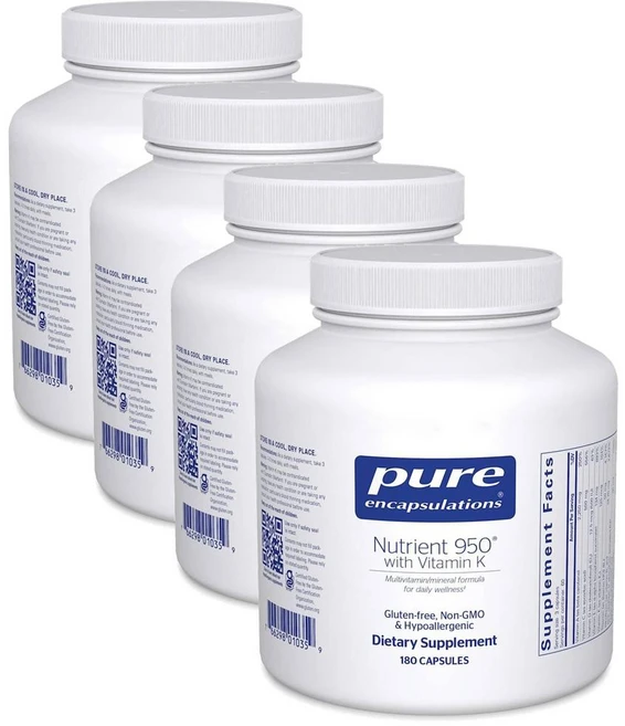 퓨어인캡슐레이션 뉴트리언트 950 비타민K 멀티비타민 캡슐 Pure Encapsulations Nutrient 950 with Vitamin K, 4개, 180정 - 쿠팡