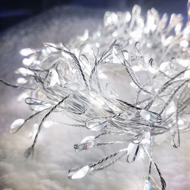 아리조명 LED 미리내 와이어 지네 전구 크리스마스 장식 줄 조명 6M 15M, 실버코팅_백색, 1개, 200구 (6M)