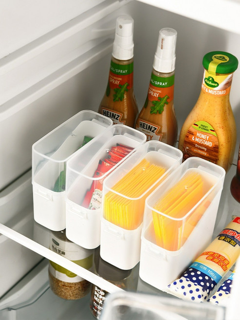 냉장고 정리함 치즈 슬라이스 각종 소스 보관통, 화이트 1+1