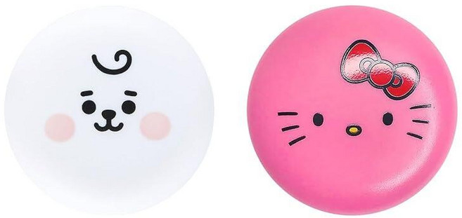 The Creme Shop x 헬로 키티 x BT21 베이비 비타민 E 시어 버터 딥 보습을 위한 천연 오일 온더고 립 케어 솔루션 듀오 마카롱 립밤 - RJ, 비타민 C 및 비타민 E