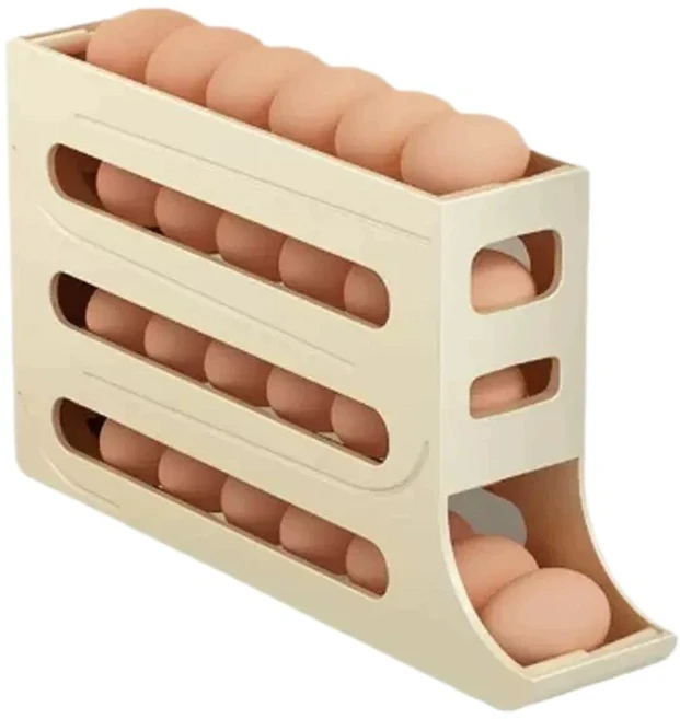 계란 트레이 계란 보관함 자동롤링 에그 트레이 디스펜서 보관함, 1개, 노랑