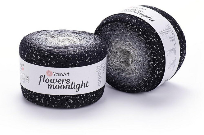 YarnArt Flowers Moonlight – 메탈릭 루렉스가 있는 그라데이션 면 아크릴 실 250g(9.17온스) 1093야드 - 코바늘 뜨개질 뜨개질 숄 및 DI, 3253