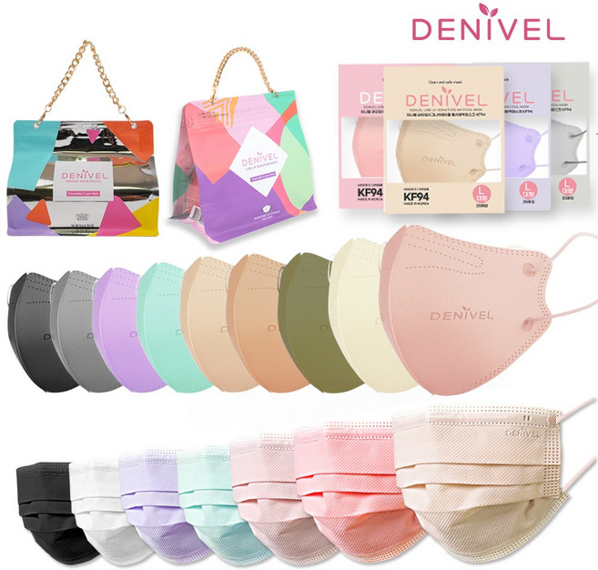 데니벨 kf94새부리형 컬러마스크 대형 25매 지퍼형 도트백, 1개, (KF94)퍼플