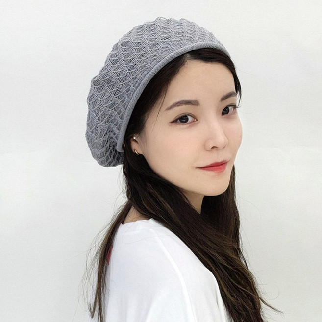 네트레이어드 니트 베레모 여성 여름 빵모자 화가모자