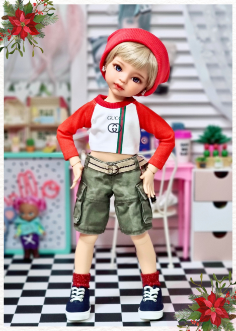 #파올라레이나 32cm 옷( 리미티드 크롭티셔츠(레드) )[마구샵]#구체관절인형#bjd#인형옷#다락아이#관절바디#완제품, 1개