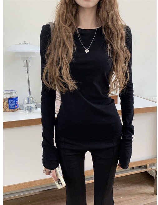 반비침 얇은 레이어드 슬림 날씬 심플 긴팔 쭉티 티셔츠 SH1557WWW