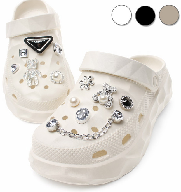 슬리퍼 크리스탈 무중력 쿠션 남성 여성 경량 논슬립 크록 아쿠아슈즈 스텝 샌들 키높이 커플