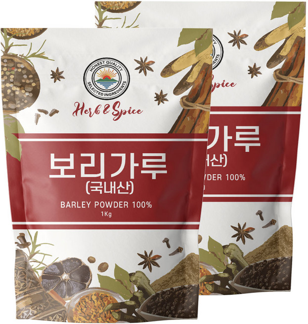 국산 보리가루 분말, 2개, 1kg