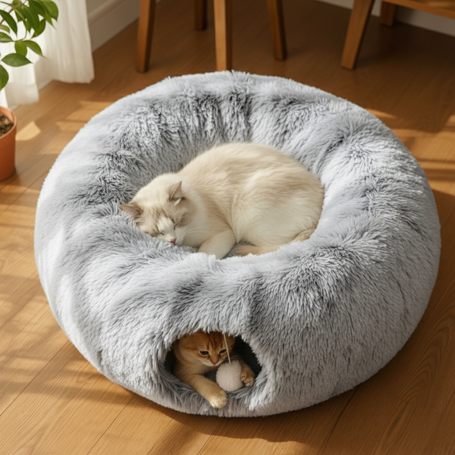 포우즈랩 포근한 고양이숨숨집 숨숨터널, 1개, 그레이