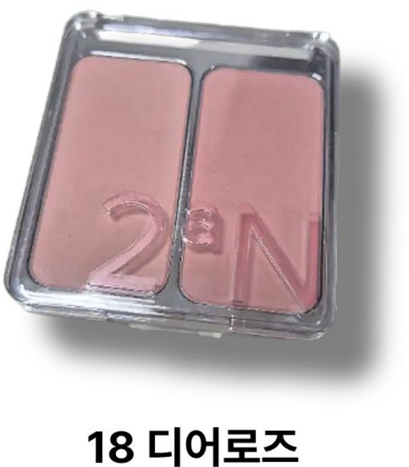 [정품] 투에이엔 듀얼치크 / 듀얼 블러셔 피치 핑크 치크 러블리 로지 블러셔 자연발색 생기 치크 2컬러, 1개, 18 디어 로즈